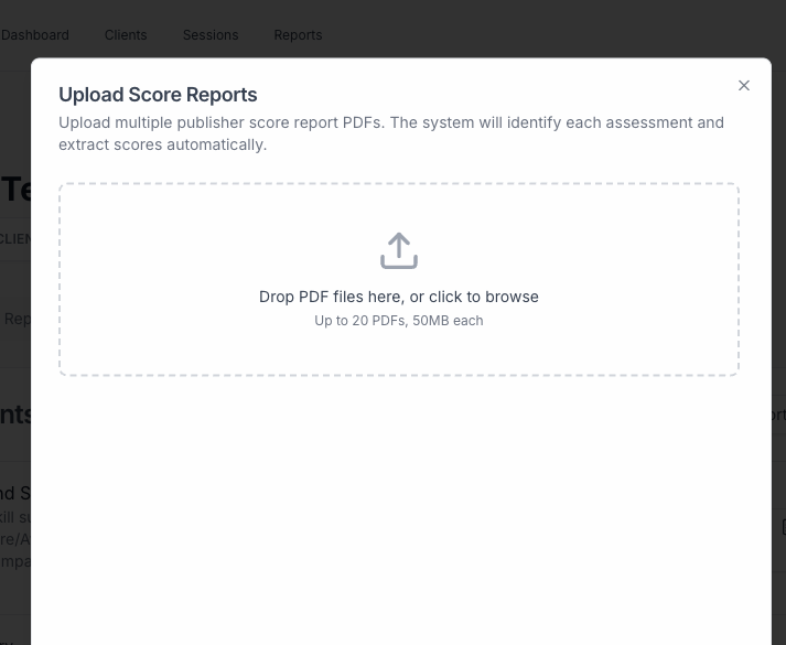 Smart Score Import extracting scores from an uploaded PDF